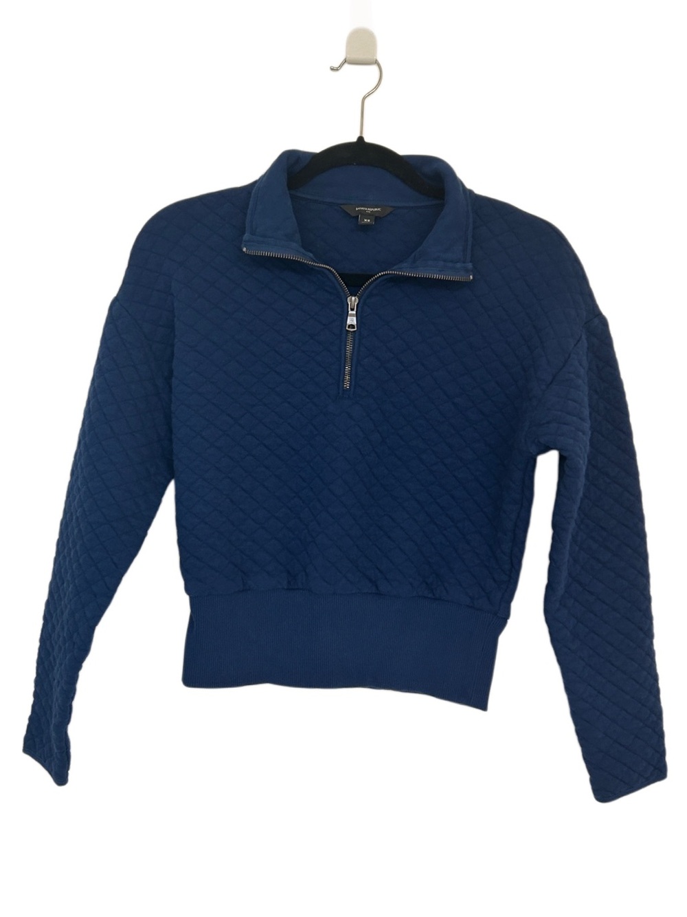 Banana Republic Navy Quilted Half-Zip with Gold Zipper